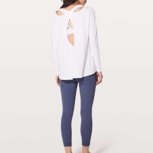 lululemon athletica Tops - Lululemon White Black into It Open Back Long Sleeve 8